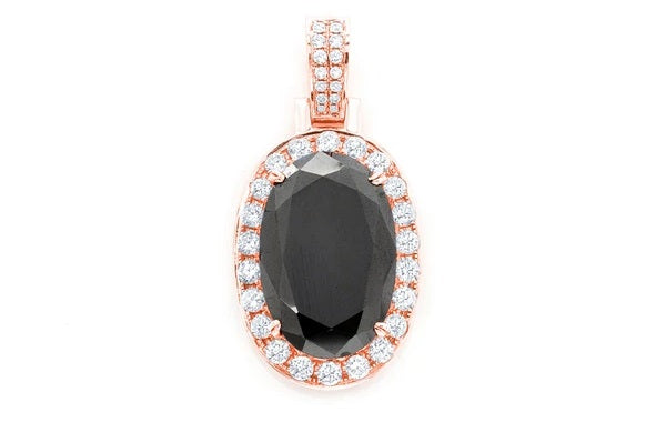 Black Oval Diamond Pendant 14K